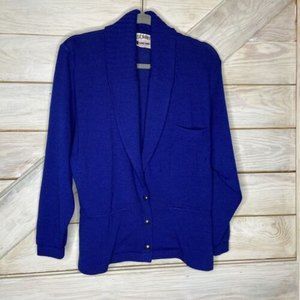 St John Vintage Basic Women’s Blue  Long Sleeve Cardigan Jacket Size 12 Peplum